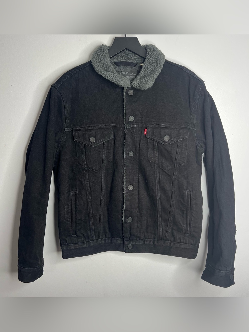 Levis Type 3 Trucker Denim Jean Sherpa Jacket Mens Small Black